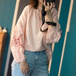 Boho Linen Pink Blouse (A3)